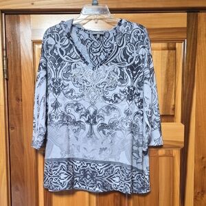 Essentials Black and Gray Patterned Women's Tunic